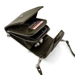 MOSZ Telefoontasje Vegan Dark Taupe Silver -Stijlvolle Tassen 3 vegan dark taupe silver