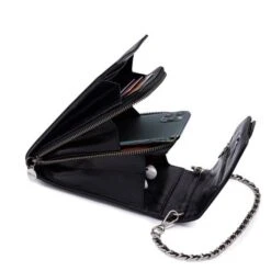 MOSZ Telefoontasje Nature Vintage Black Brushed Silver -Stijlvolle Tassen 3 vintage black silver