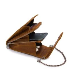 MOSZ Telefoontasje Nature Vintage Cognac Brushed Silver -Stijlvolle Tassen 3 vintage cognac silver