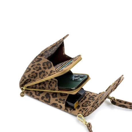 MOSZ Telefoontasje Cheeta Brown Light Gold 2 MOSZ Telefoontasje Cheeta Brown Light Gold - Afbeelding 2