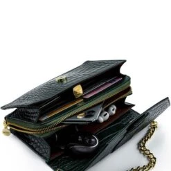 MOSZ Krisbag Telefoontasje Croco Dark Green -Stijlvolle Tassen krisbag croco dark green binnenkant