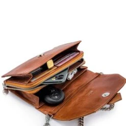 MOSZ Krisbag Telefoontasje Vintage Cognac -Stijlvolle Tassen krisbag vintage cognac binnenkant