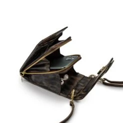 MOSZ Telefoontasje Leopard Gold Shiny Light Gold -Stijlvolle Tassen panter binnenkant