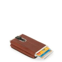 Piquadro Black Square Compact Wallet For Banknotes And Creditcards Tobacco -Stijlvolle Tassen pp4891b3r cu dett2