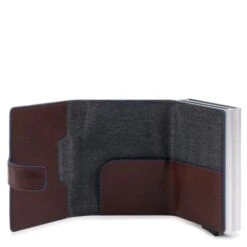 Piquadro Blue Square Double Credit Card Case With Sliding System Dark Brown -Stijlvolle Tassen pp5472b2sr tm dett1