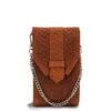 MOSZ Telefoontasje Suède Snake Cognac Brushed Silver