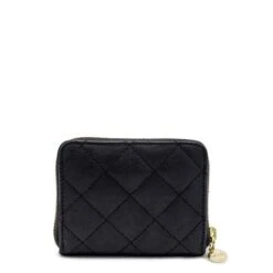 MOSZ Portemonnee Sophie Quilted Black Shiny Light Gold -Stijlvolle Tassen wallet quilted black achterkant 2